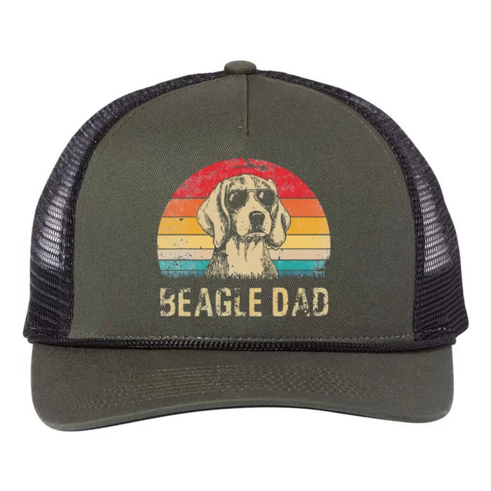 Vintage Beagle Dad Funny Beagle Dog Dad Fathers Day Retro Rope Trucker Hat Cap