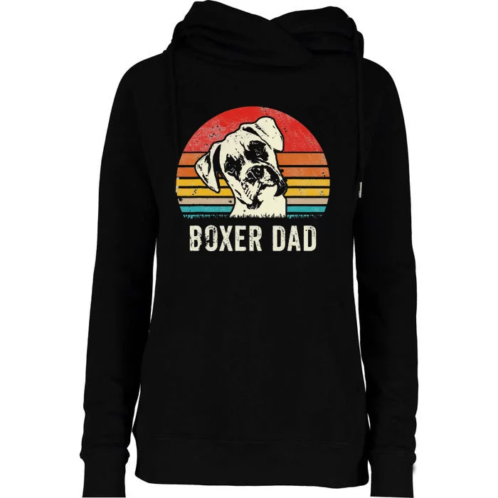 Vintage Boxer Dad Ever Daddy Gifts Dog Dad Father Womens Funnel Neck Pullover Hood