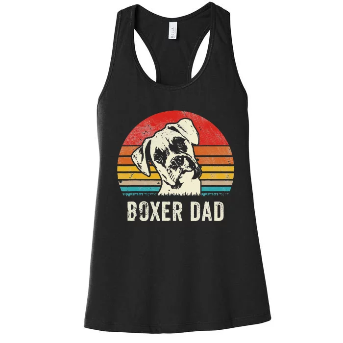 Vintage Boxer Dad Ever Daddy Gifts Dog Dad Father Women's Racerback Tank