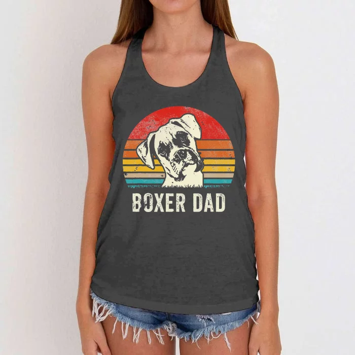 Vintage Boxer Dad Ever Daddy Gifts Dog Dad Father Women's Knotted Racerback Tank