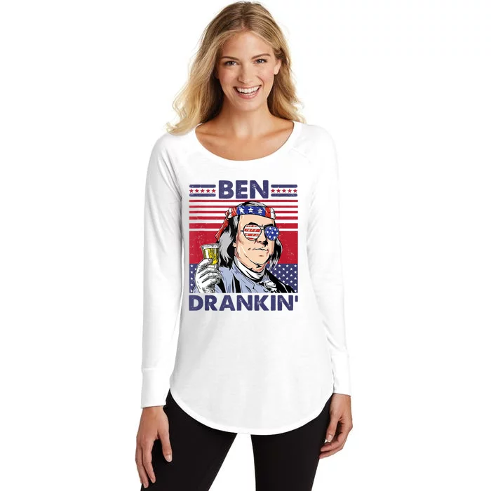 Vintage Ben Drankin Funny 4th Of July Drinking Presidents Women's Perfect Tri Tunic Long Sleeve Shirt