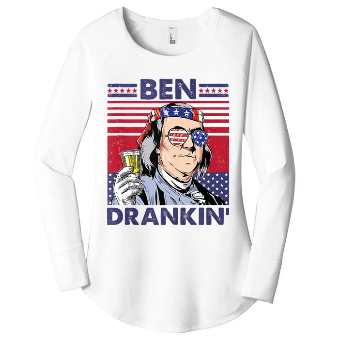 Vintage Ben Drankin Funny 4th Of July Drinking Presidents Women's Perfect Tri Tunic Long Sleeve Shirt