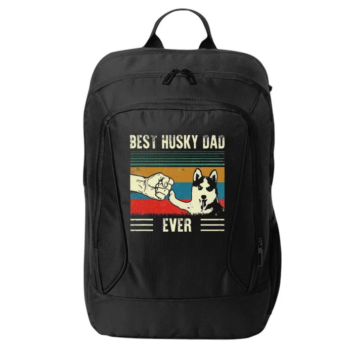 Vintage Best Dog Dad Ever Siberian Husky Father's Day Gift City Backpack