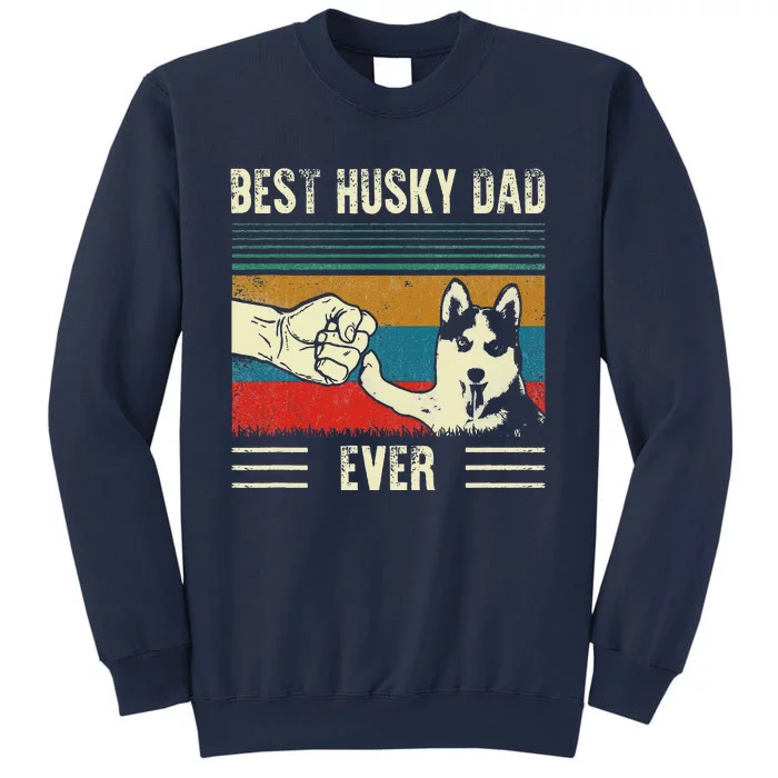 Vintage Best Dog Dad Ever Siberian Husky Fathers Day Gift Sweatshirt