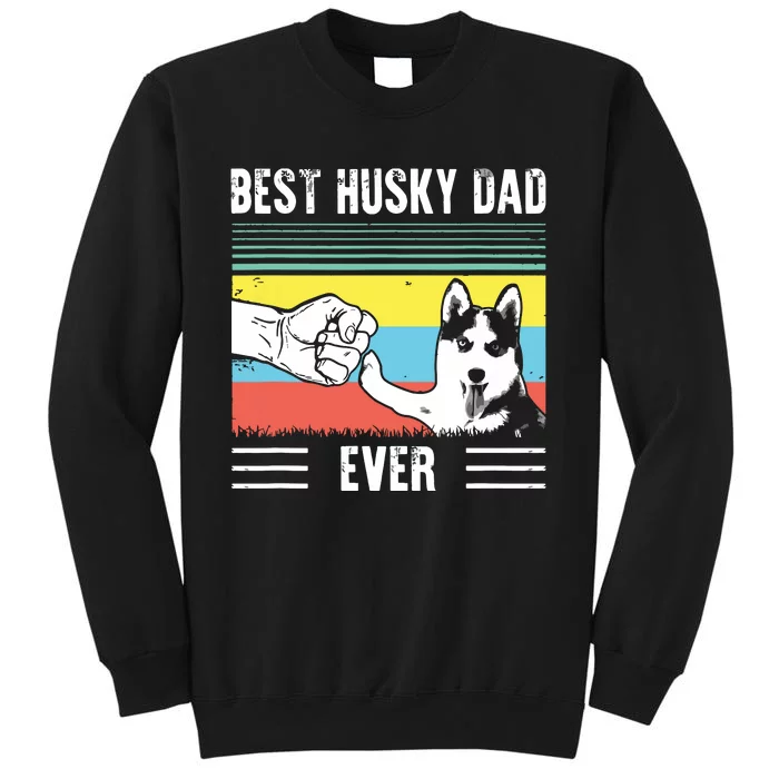 Vintage Best Dog Dad Ever Siberian Husky Fathers Day Gift Sweatshirt