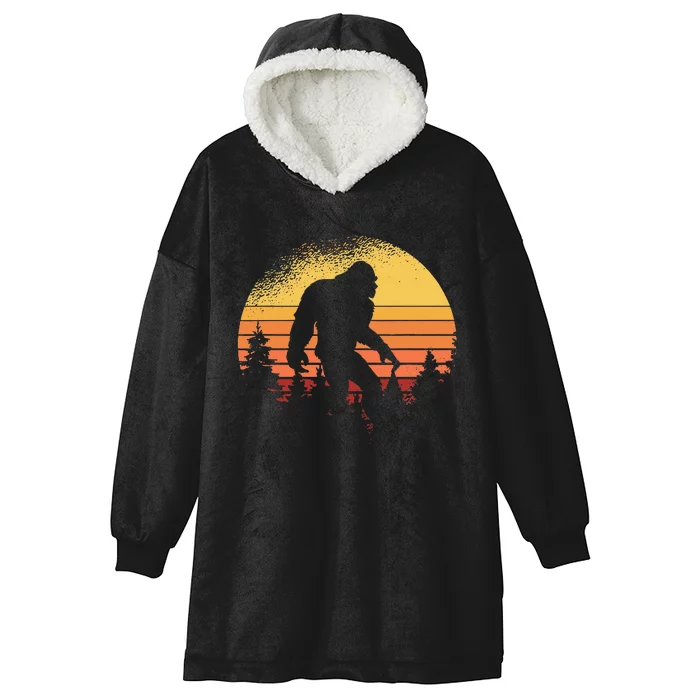 Vintage Bigfoot Enthusiast Seeker Silhouette Cryptid Gift Hooded Wearable Blanket