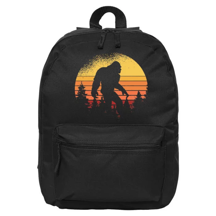 Vintage Bigfoot Enthusiast Seeker Silhouette Cryptid Gift 16 in Basic Backpack