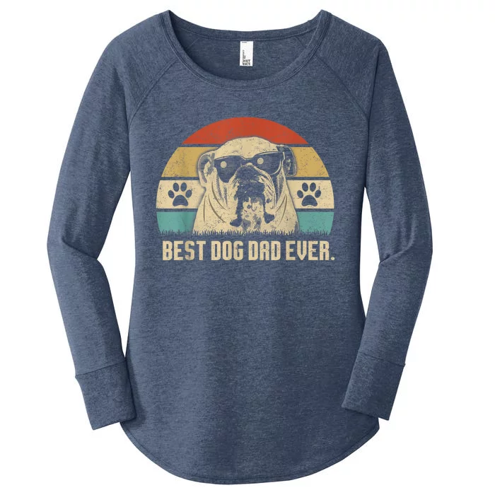 Vintage Best English Bulldog Dad Ever Fathers Day Paw Fur Dog Lovergift Women's Perfect Tri Tunic Long Sleeve Shirt