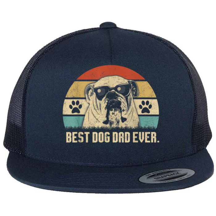 Vintage Best English Bulldog Dad Ever Fathers Day Paw Fur Dog Lovergift Flat Bill Trucker Hat