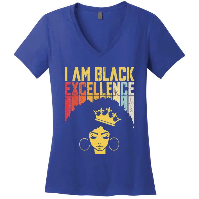 Vintage Black Excellence African Pride History Month Women's V-Neck T-Shirt