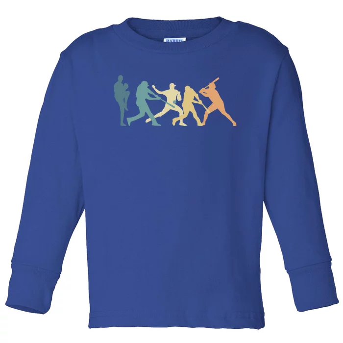 Vintage Baseball Evolution Design Cool Baseball Art Cute Gift Toddler Long Sleeve Shirt