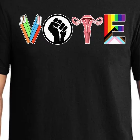 Vote Books Fist Ovaries Lgtbq Pajama Set