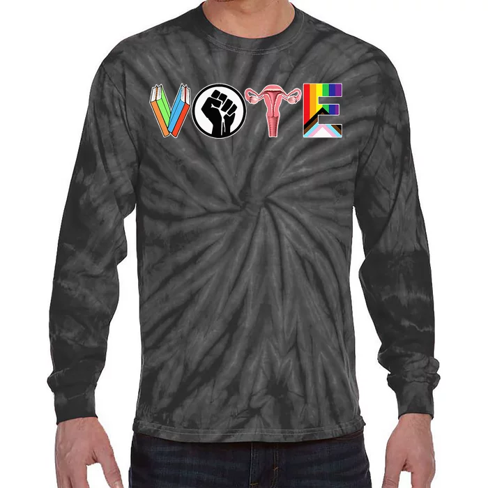 Vote Books Fist Ovaries Lgtbq Tie-Dye Long Sleeve Shirt