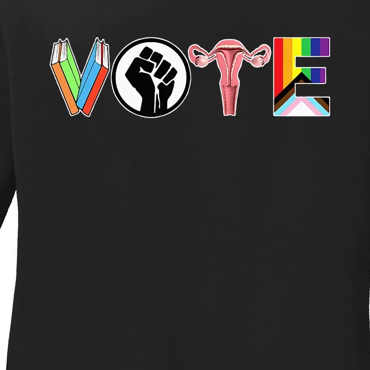 Vote Books Fist Ovaries Lgtbq Ladies Long Sleeve Shirt