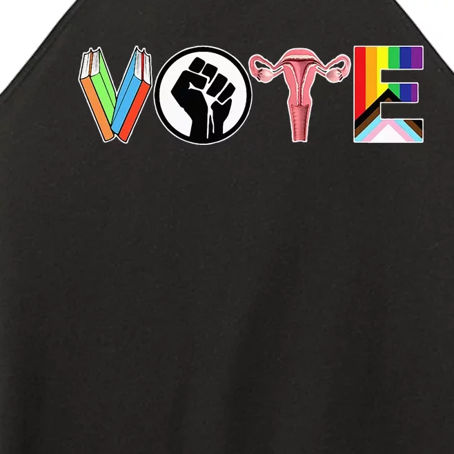 Vote Books Fist Ovaries Lgtbq Women’s Perfect Tri Rocker Tank