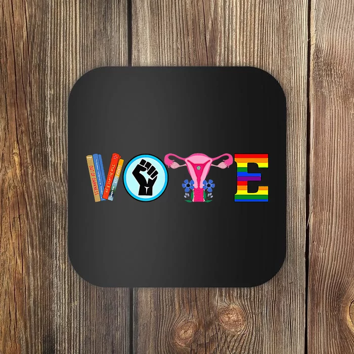 Vote Books Fist Ovaries Lgtbq Coaster