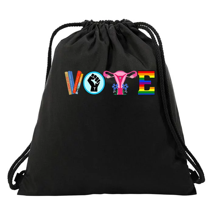 Vote Books Fist Ovaries Lgtbq Drawstring Bag