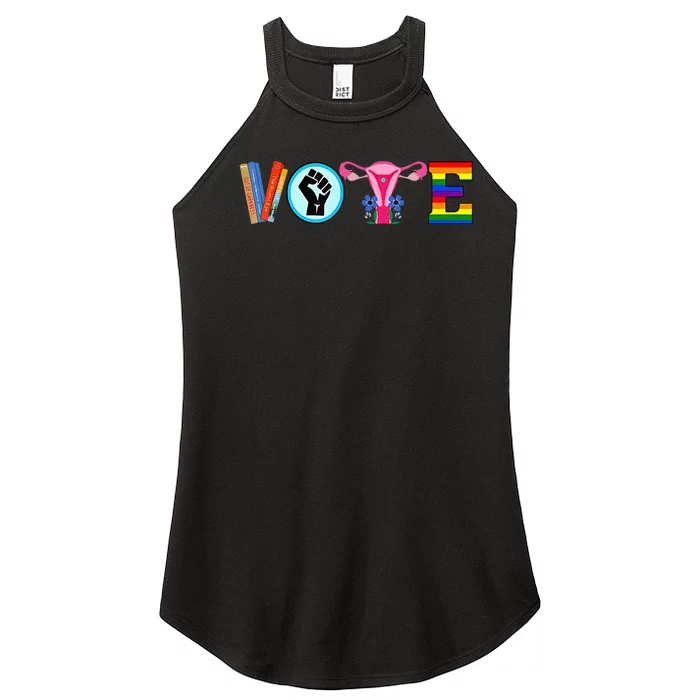 Vote Books Fist Ovaries Lgtbq Women’s Perfect Tri Rocker Tank