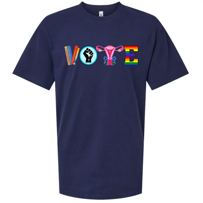 Vote Books Fist Ovaries Lgtbq Sueded Cloud Jersey T-Shirt