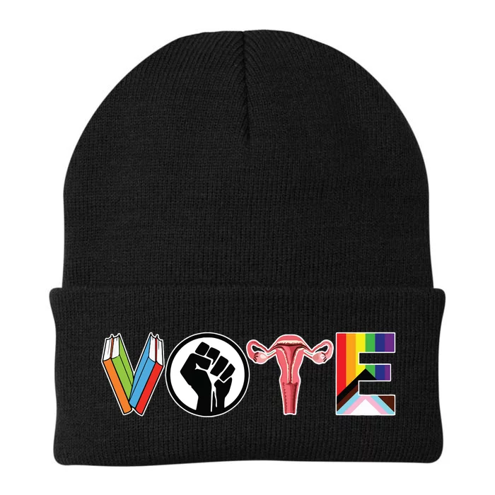 Vote Books Fist Ovaries Lgtbq Knit Cap Winter Beanie