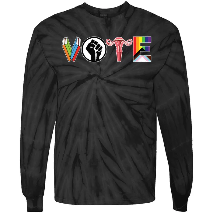 Vote Books Fist Ovaries Lgtbq Tie-Dye Long Sleeve Shirt