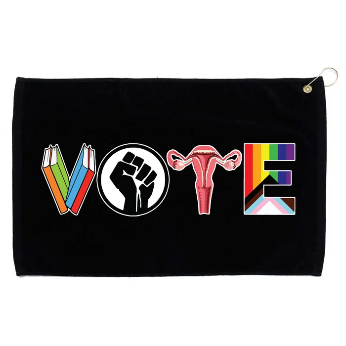 Vote Books Fist Ovaries Lgtbq Grommeted Golf Towel