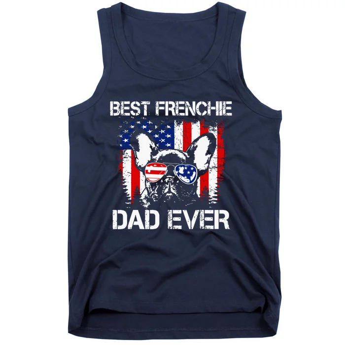 Vintage Best Frenchie Dad Ever US Flag Dog Dad Fathers Day Tank Top