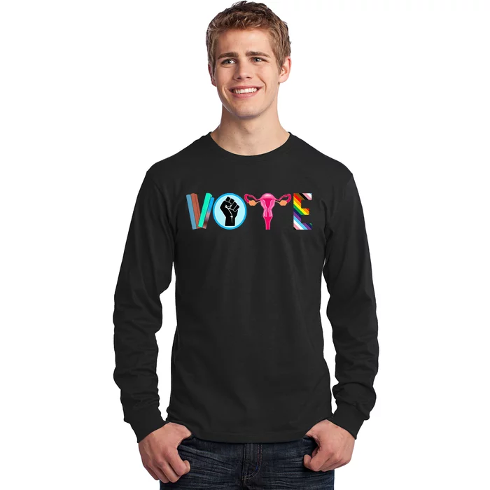 Vote Books Fist Ovaries Lgtbq Long Sleeve Shirt