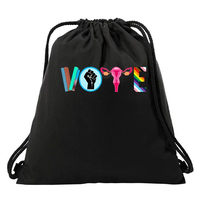 Vote Books Fist Ovaries Lgtbq Drawstring Bag