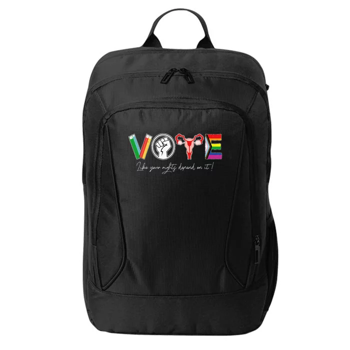 Vote Books Fist Uterus Lgtbq Flag City Backpack