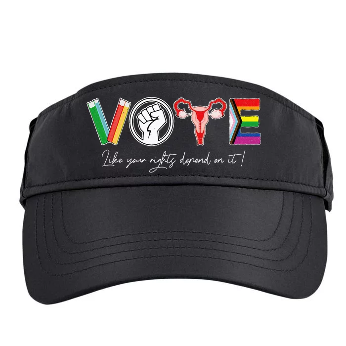 Vote Books Fist Uterus Lgtbq Flag Adult Drive Performance Visor