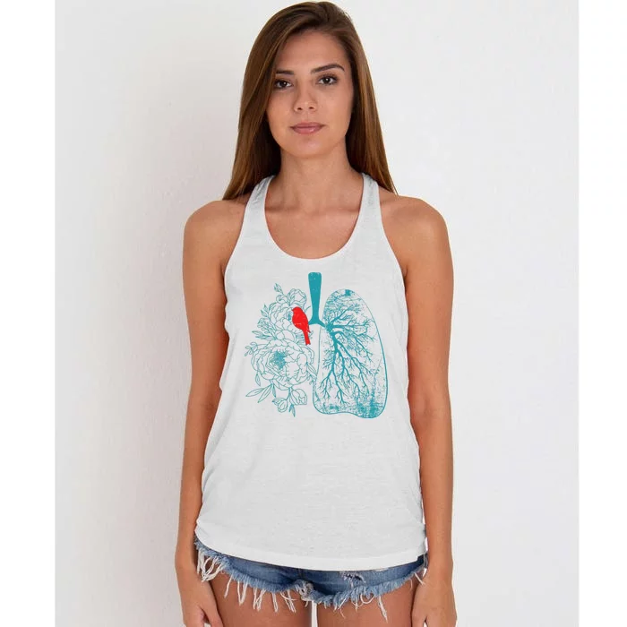 Vintage Boho Flower Floral Nature Lungs Women's Knotted Racerback Tank