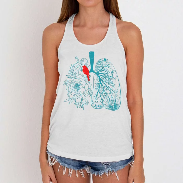 Vintage Boho Flower Floral Nature Lungs Women's Knotted Racerback Tank