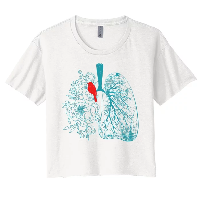 Vintage Boho Flower Floral Nature Lungs Women's Crop Top Tee