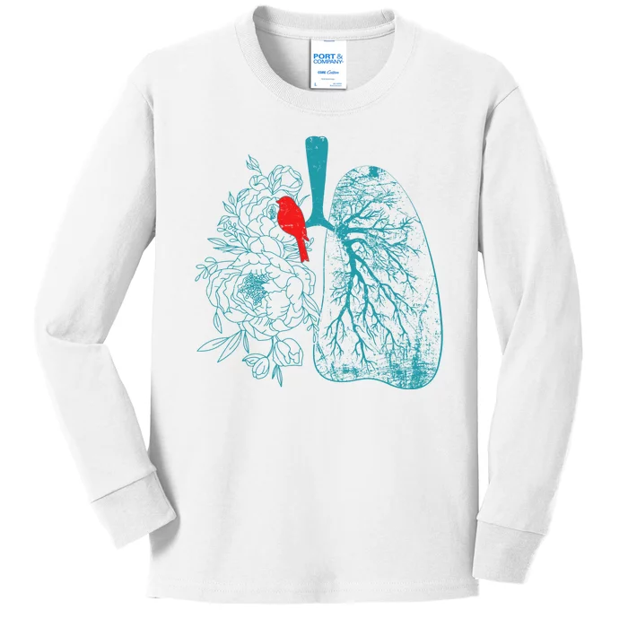 Vintage Boho Flower Floral Nature Lungs Kids Long Sleeve Shirt