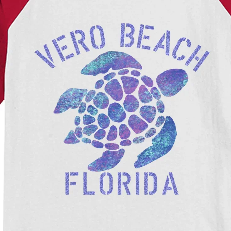 Vero Beach Fl Beach Design / Tribal Turtle Gift Kids Colorblock Raglan Jersey