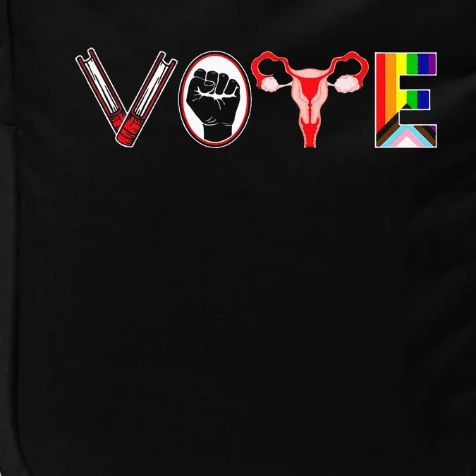 Vote Books Fist Ovaries Lgtbq Feminist Women Impact Tech Backpack