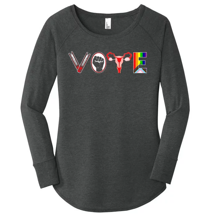 Vote Books Fist Ovaries Lgtbq Feminist Women Women's Perfect Tri Tunic Long Sleeve Shirt