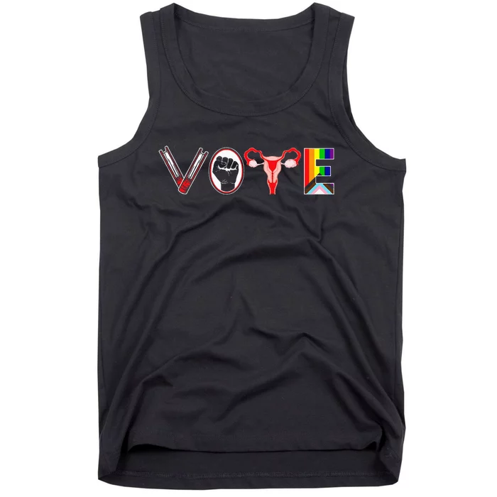 Vote Books Fist Ovaries Lgtbq Feminist Women Tank Top