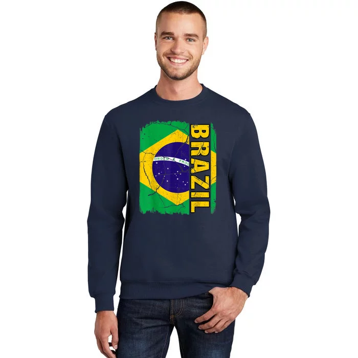 Vintage Brazilian Flag Brazil Pride Roots Heritage Tall Sweatshirt