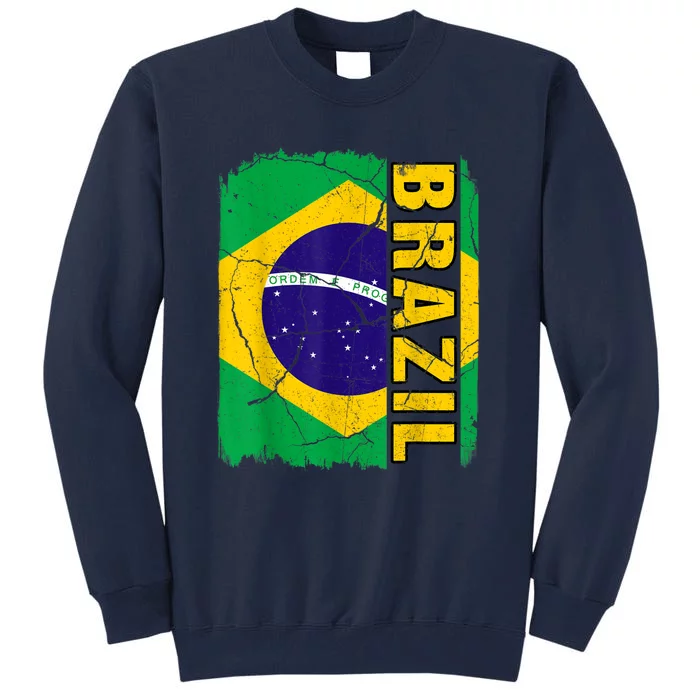 Vintage Brazilian Flag Brazil Pride Roots Heritage Tall Sweatshirt