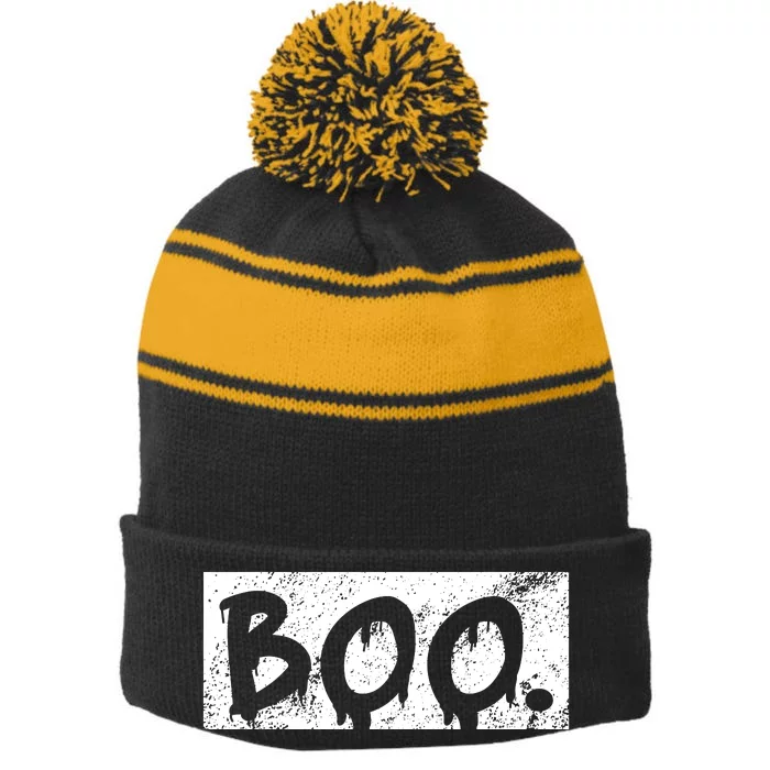 Vintage Boo Funny Lazy Halloween Costumes Stripe Pom Pom Beanie