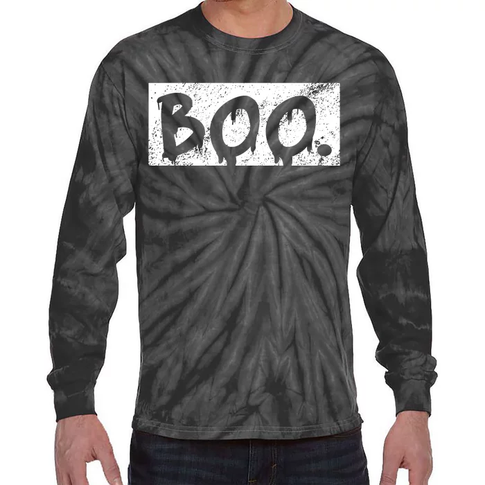 Vintage Boo Funny Lazy Halloween Costumes Tie-Dye Long Sleeve Shirt