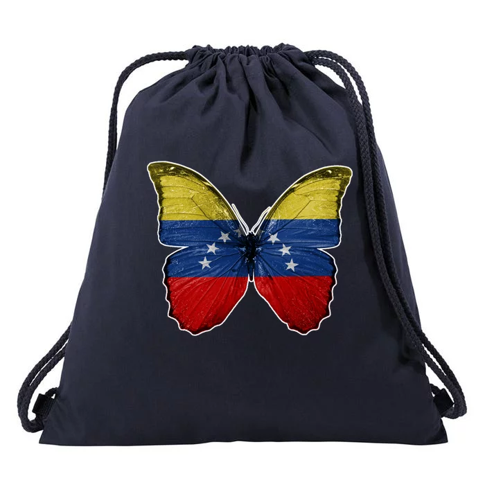 Venezuela Butterfly Flag Pride Venezuelan Flag Roots Funny Gift Drawstring Bag