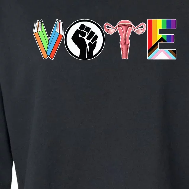 Vote Books Fist Ovaries Lgtbq Cropped Pullover Crew