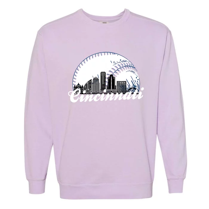 Vintage Baseball Fans Cincinnati Baseball City Distressed Garment-Dyed Sweatshirt