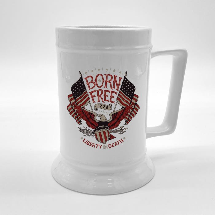 Vintage Born Free Eagle American Flag 1776 4th Of July Usa Front & Back Beer Stein