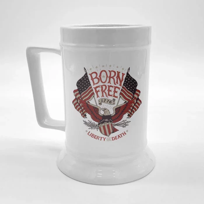 Vintage Born Free Eagle American Flag 1776 4th Of July Usa Front & Back Beer Stein