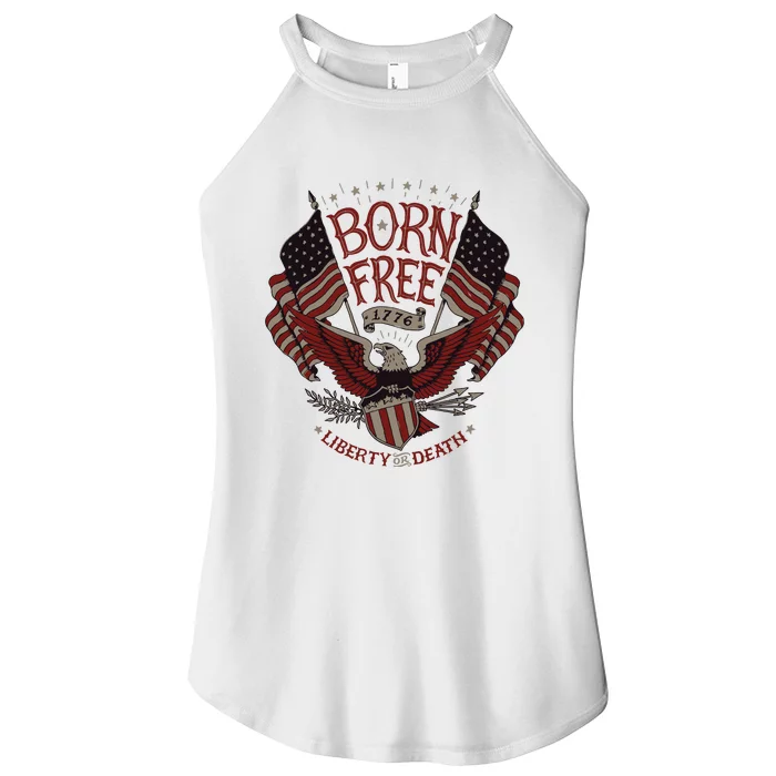 Vintage Born Free Eagle American Flag 1776 4th Of July Usa Women’s Perfect Tri Rocker Tank