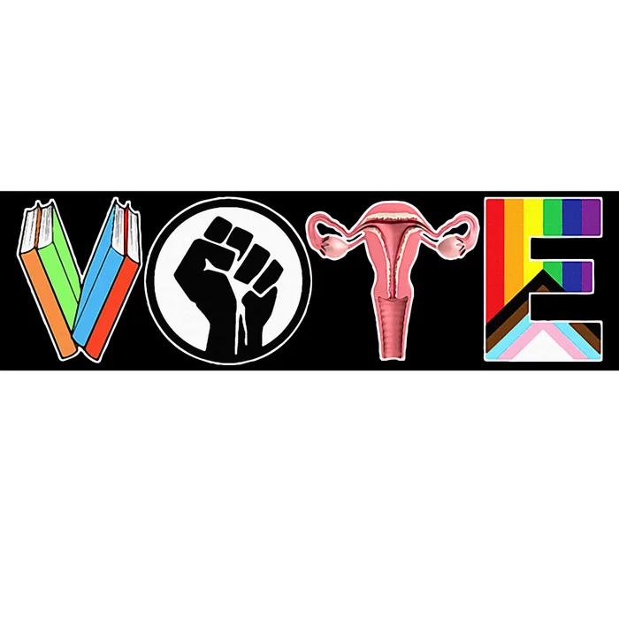 Vote Books Fist Ovaries Lgtbq Bumper Sticker